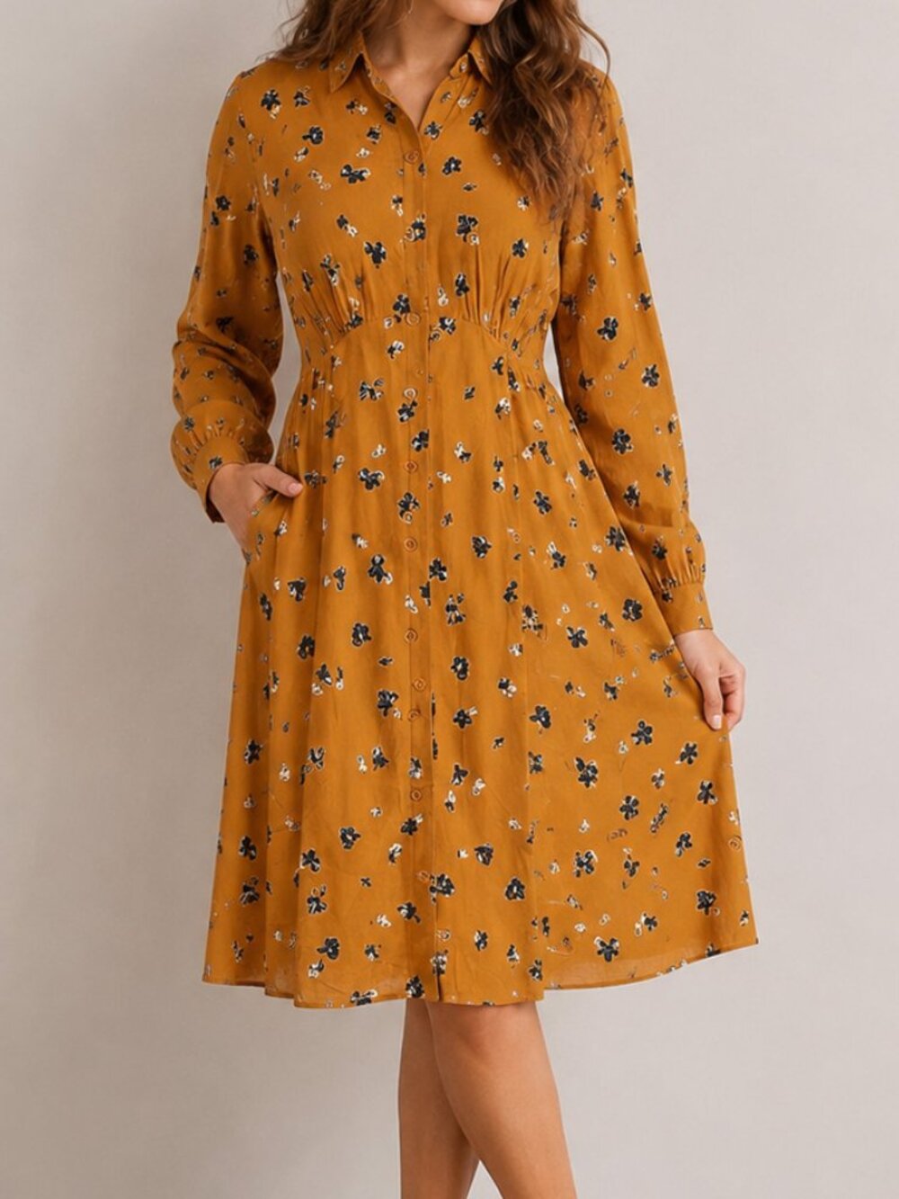 Uniqlo Floral Button Front Shirt Dress - Picture 1 of 8
